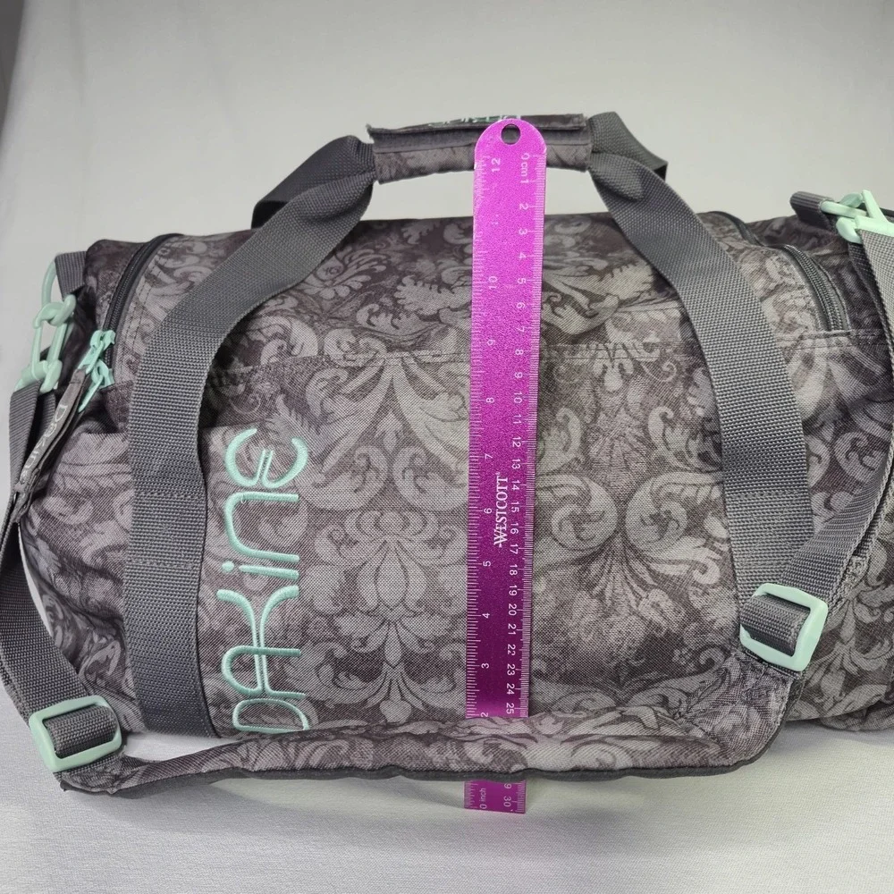 Dakine EQ 31L Duffle Duffel Gray Grey Floral Damask Medium Teal Embroidered Bag